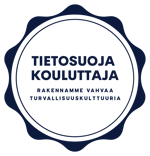 Sininen tietosuojakouluttaja logo ilman taustaa